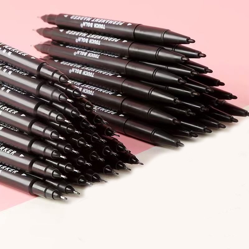 

5pcs/lot Twin Tip Permanent Marker Pen Fine Point Waterproof Ink Thin Nib Crude Nib Black Ink 0.5mm-1mm