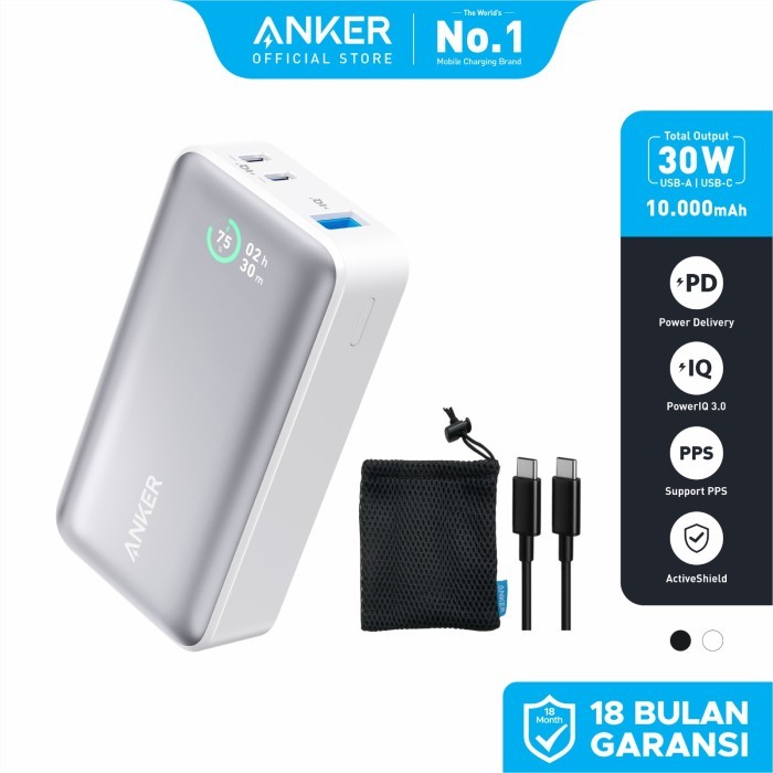 PowerBank Anker 533 PowerCore 10.000 mAh PD 30W - A1256 - White W/O Cable