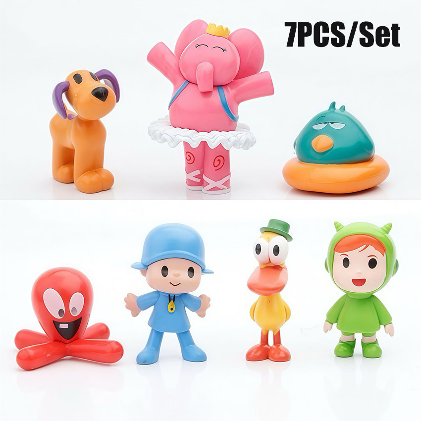 7Pcs Set Mainan Action Figure Pororo Elly Pato Loula Figur Miniatur Pajangan Topper Cake Mainan Anak