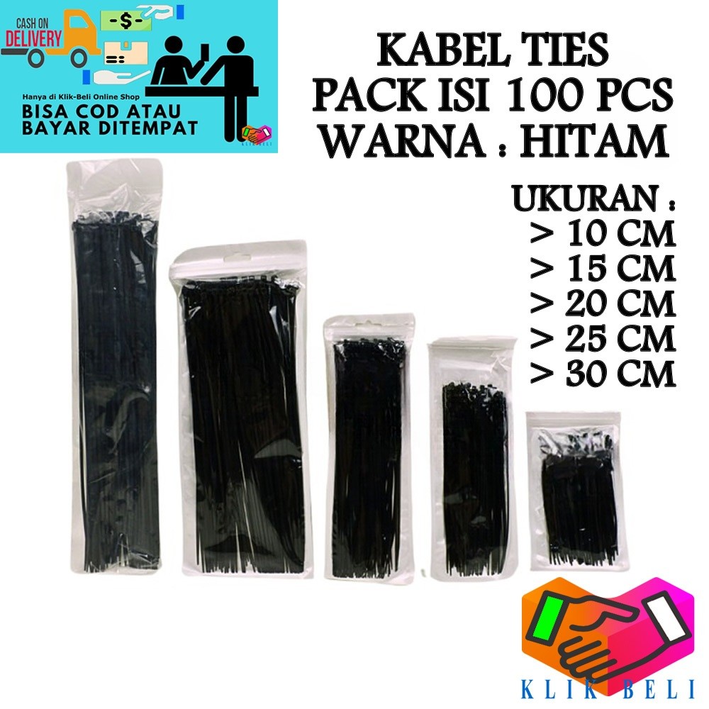 

Cable Ties Mikata Kabel Tis Hitam 1 Pack isi 100 pcs Nilon Tali Pengikat Kabel 100 150 200 250 300mm