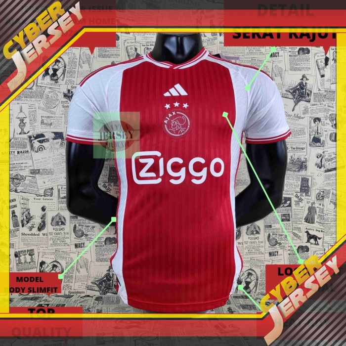 JERSEY BOLA PLAYER ISSUE AJAX AMSTERDAM HOME 2023 2024 HEAT-RDY