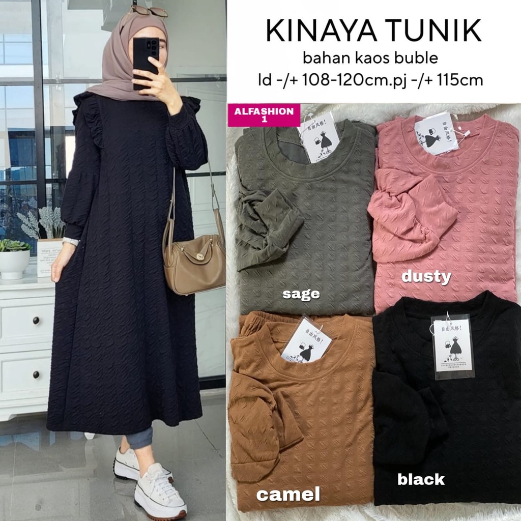 Dress jumbo Kinaya/ Tunik kekinian 2023/ Tunik LD 120 bahan knit/ tunik kasual/ Dress santai