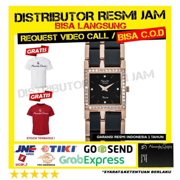 JAM WANITA ALEXANDRE CHRISTIE AC 2314 2314LH AC2314LH BLACK ROSEGOLD