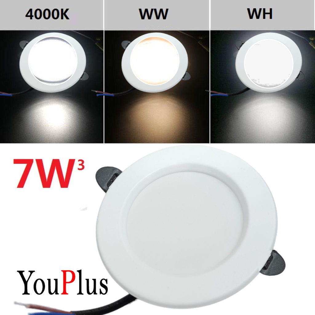 YOUPLUS LAMPU DOWNLIGHT LED 3 WARNA TANAM  3W 5W 7W/ 3 CAHAYA downlight led biru ungu