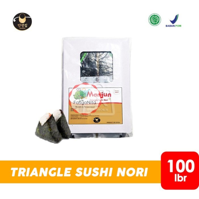 

MANJUN Triangle Onigiri Sushi Nori / Rumput Laut Seaweed(1pack 100lbr) - FasyAnita Mart Denpasar