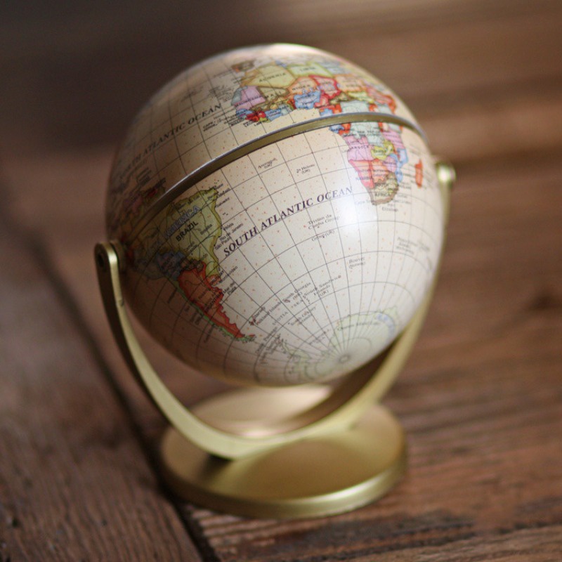 

14 Cm Emas Peta Dunia Dunia 360 ° Berputar dengan Berdiri Sekolah Geografi Perlengkapan Pendidikan Anak-anak Menjelajahi Rumah Kantor DekorasiGold World Globe Map