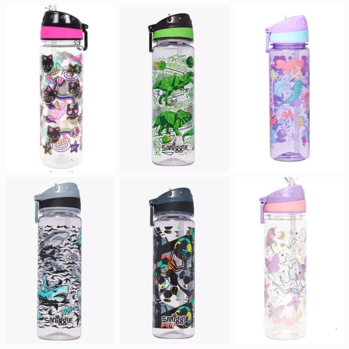 Drink Bottle Smiggle/ Ariel, Avenger, Dino, Black Cat, Unicorn, Soccer