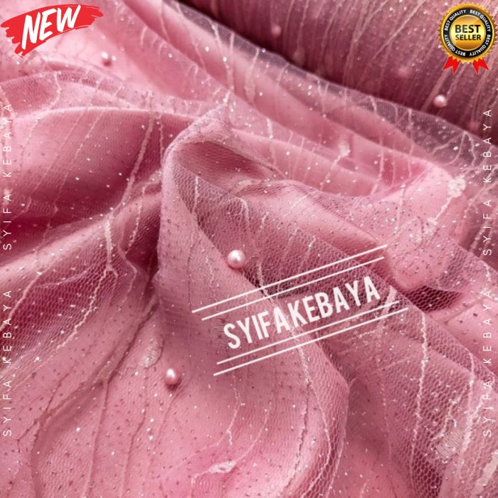 OBRAL Bahan Kain Kebaya Brukat Brokat Meteran Murah Lace Burkat Borkat - tile polos