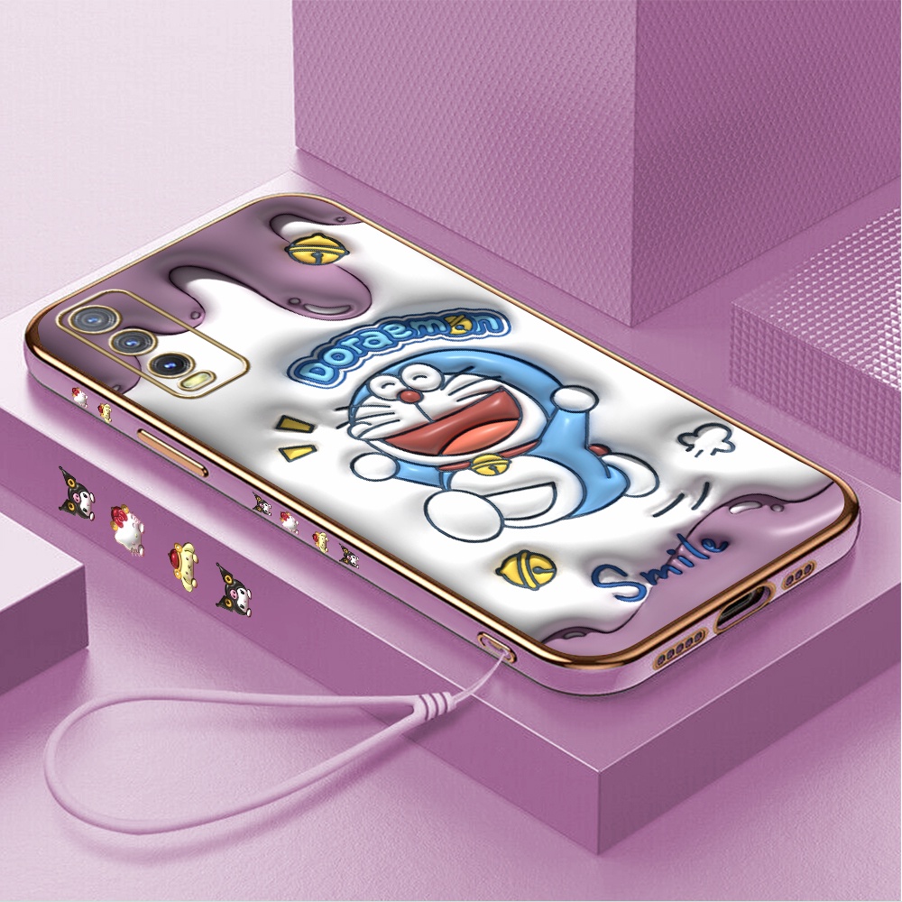 Vivo Y12A Y20S G Y20 Y20i Y12S 2021 Hp Casing Silikon Softcase Handphone Untuk Light Luxury Happy Doraemon Soft Kesing Cover Phone Case Sofcase Cassing