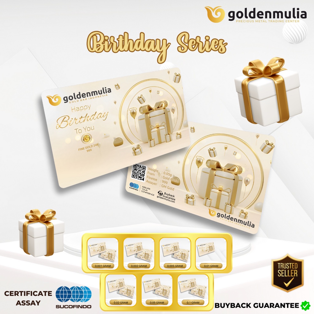 GOLDEN MULIA Logam Mulia Gift Series Birthday 0.001 gr - 0.01 gr