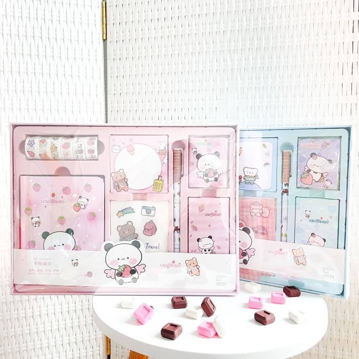 

PAKET JURNAL 1 SET 7 PCS PAKET BUKU TULIS KADO HADIAH UNIK - pink