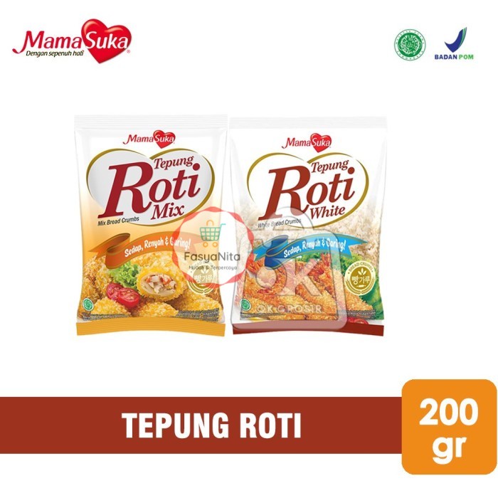 

Tepung Roti Mamasuka / Bread Crumbs / White / Mix (200 gr) - Tepung Mix - FasyAnita Mart Denpasar