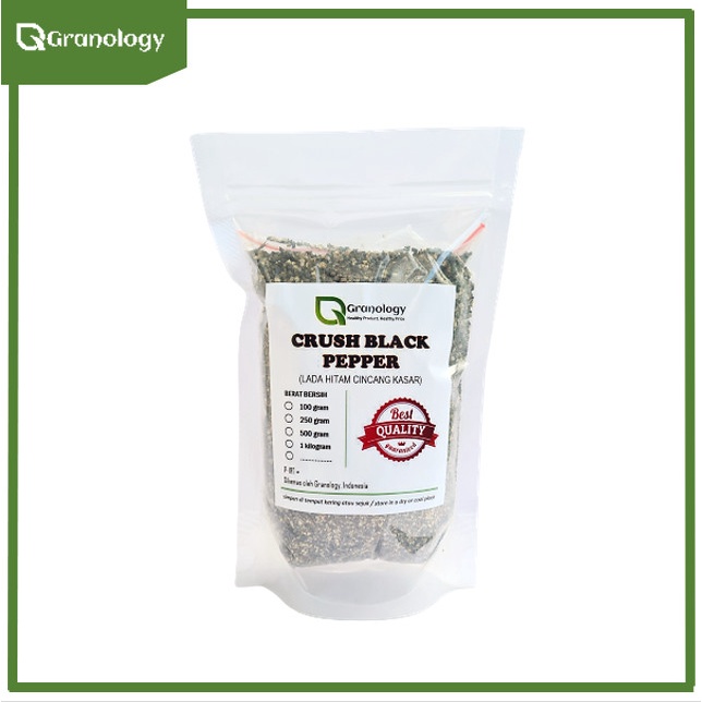 

New Produk Terlaris Lada Hitam Cincang Kasar / Crushed BlackPepper (250 gram) by Granology