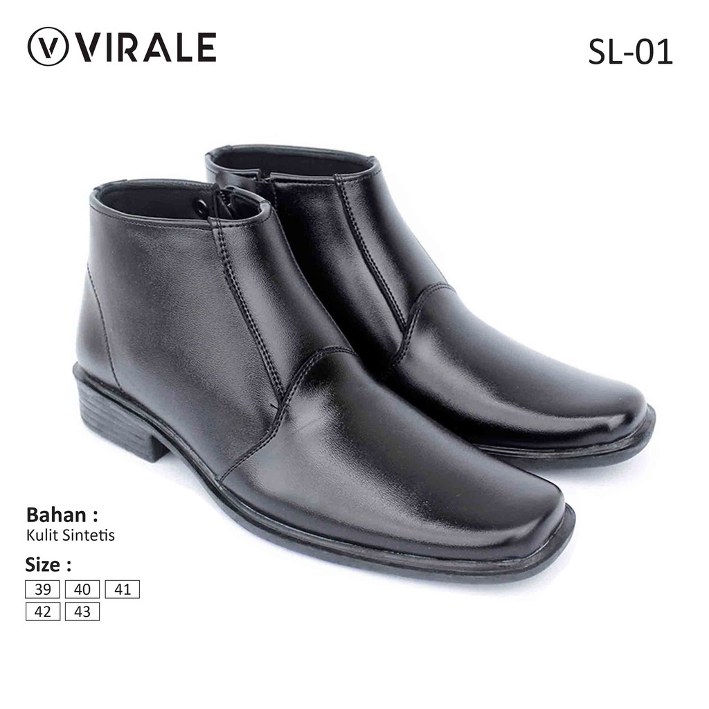 Sepatu Pdh Pria Casual Pantofel boots resleting SL