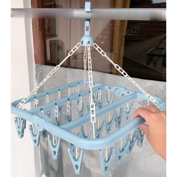 Jemuran Baju 32 Jepitan / Gantungan Jemuran Baju Bayi Kaos Kaki / Jemuran Pakaian 32 Jepitan