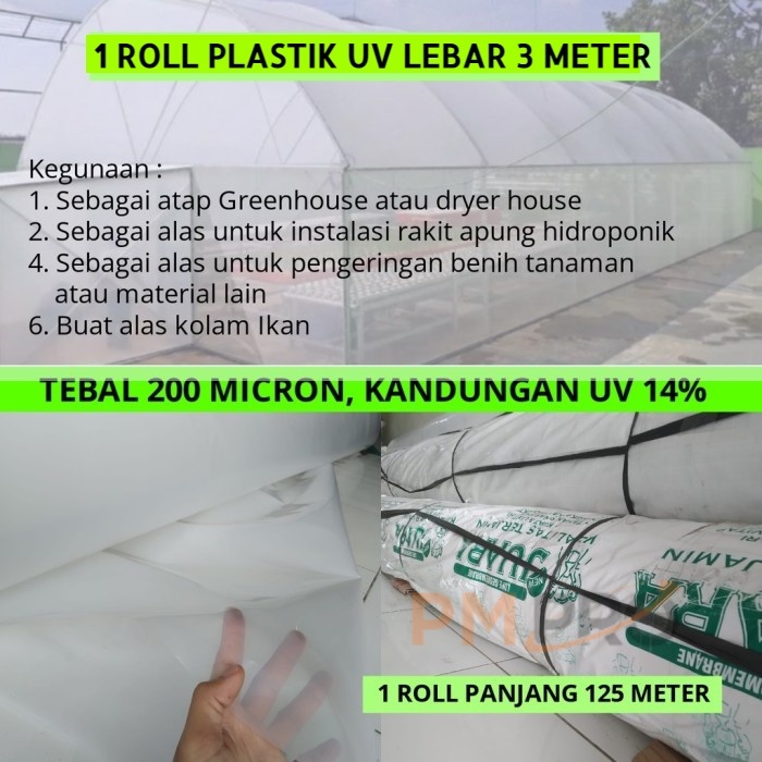 1 Roll Plastik UV JUARA Lebar 3Meter Panjang 125m Tebal 200 Micron Yupi Untuk Atap Kolam Green House