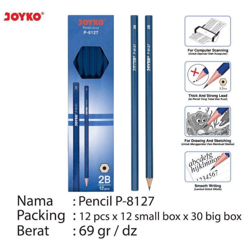 

Pensil 2B Joyko P-8127 Hexagonal ( 1pak/12pcs )