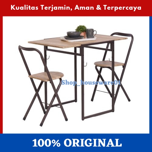 Selma Lazio Set Meja Makan Lipat 2 Kursi - Cokelat/Set Meja Makan Lipat