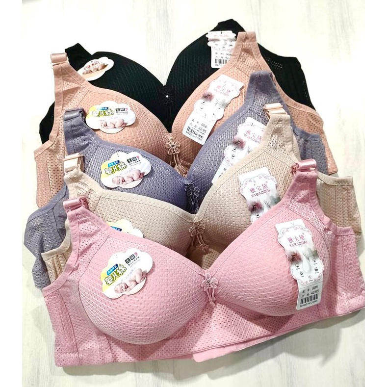 BH Import Cup Besar Jumbo 908 Ya Bao Dai Pakaian dalam wanita Bra tanpa kawat cup C-D kait 4 Nbras