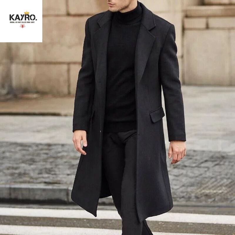 jaket blazer panjang pria / jaket jubah panjang sampai lutut original /jaket  jubah mantel terbaru /