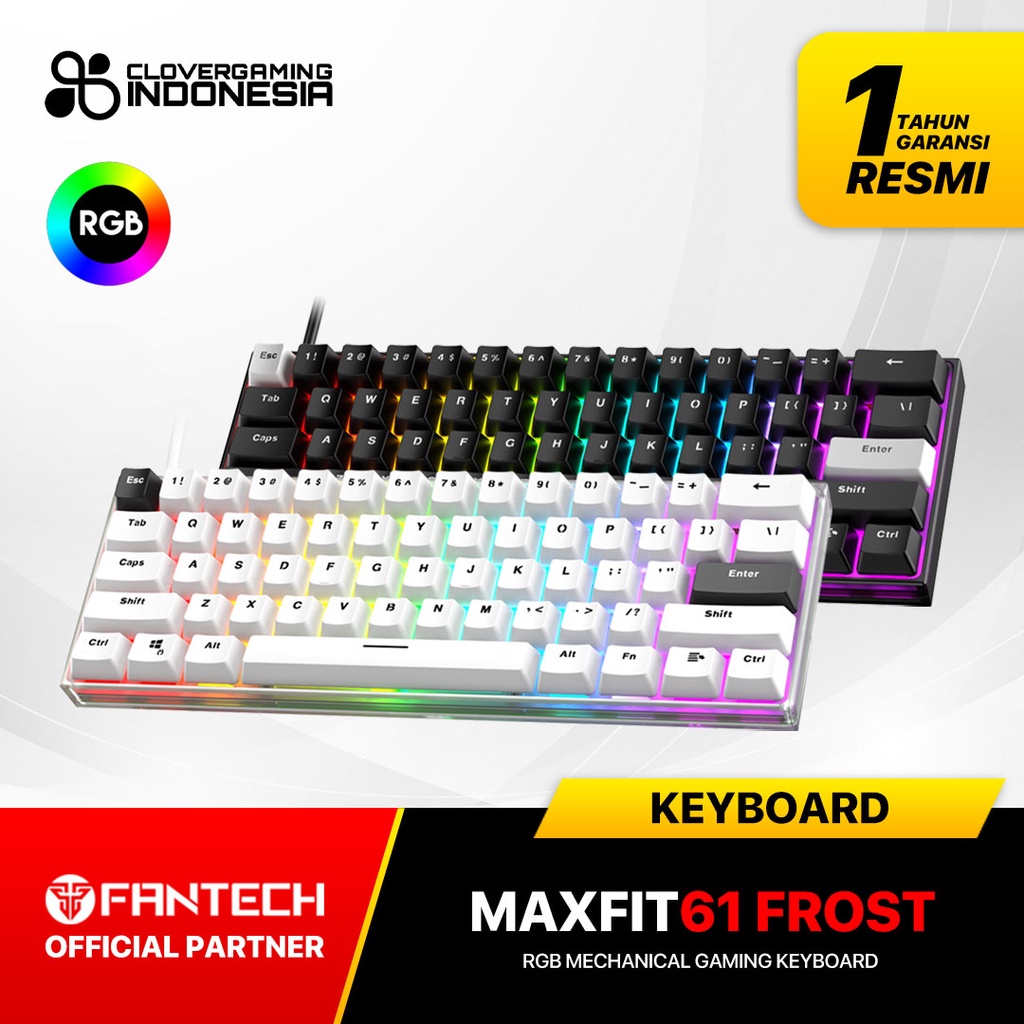 Fantech MAXFIT61 Frost RGB 60% - MAXFIT 61 Mechanical Gaming Keyboard Frosted Case