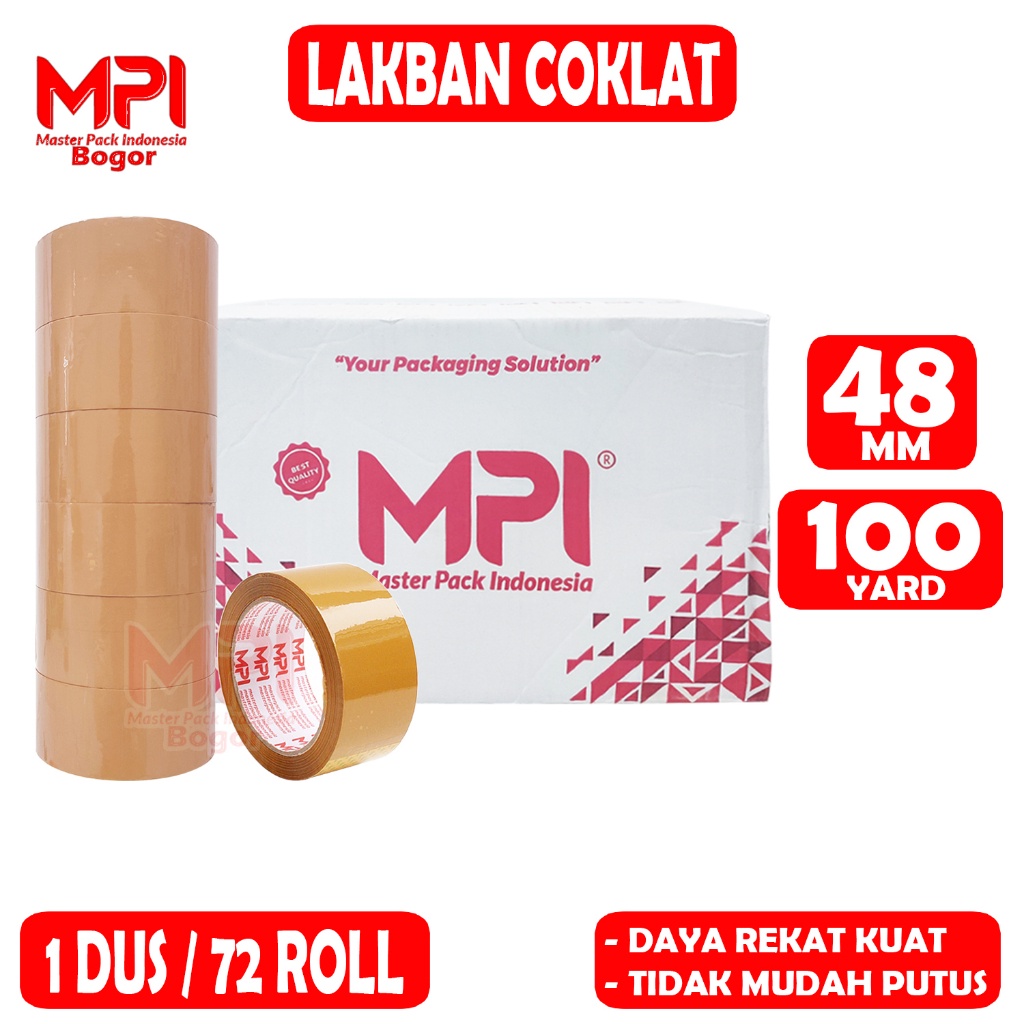 

1 DUS [ 72 ROLL ] Lakban Coklat MPI 48 mm x 100 yard / Lakban Packing - Master Pack Indonesia