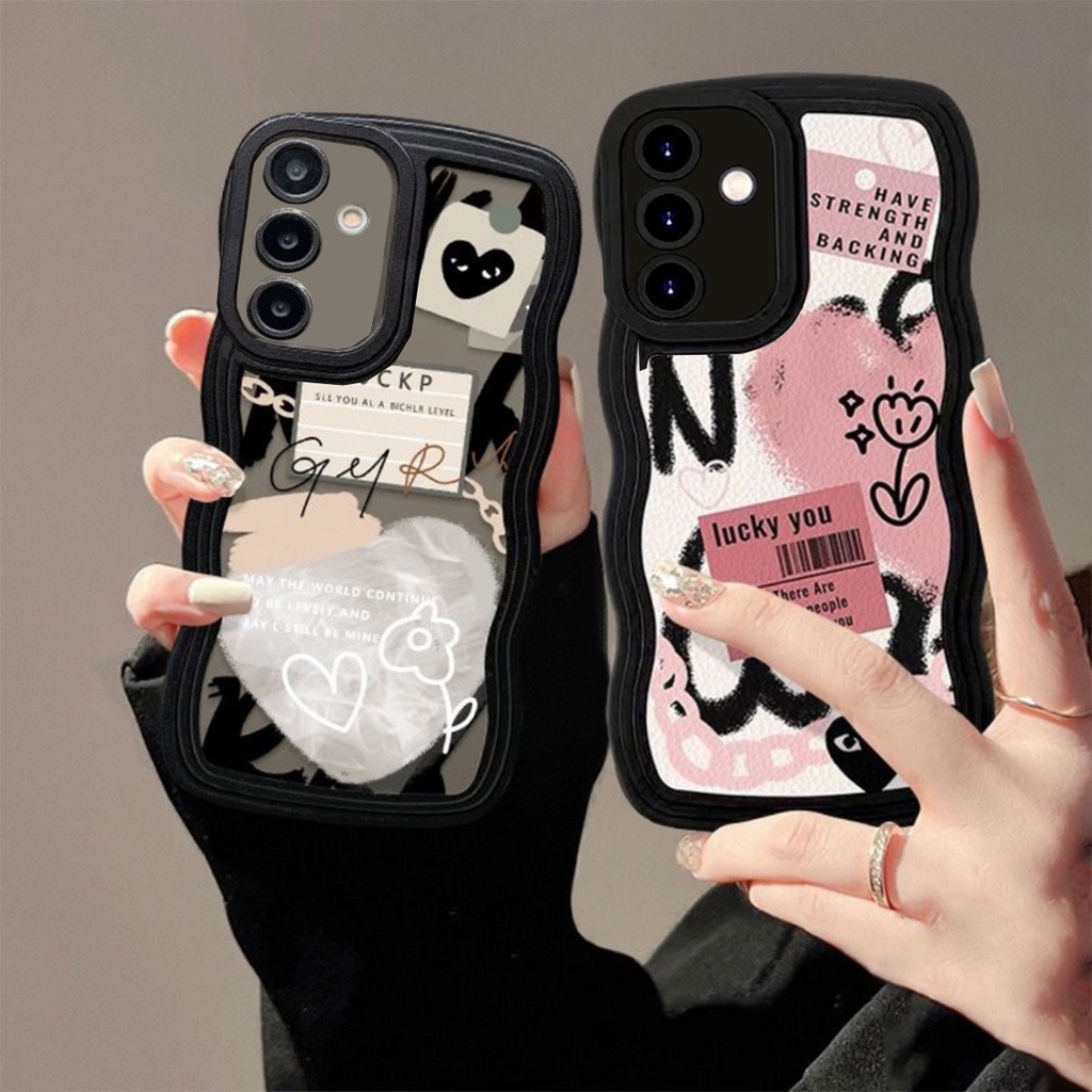 CASE SAMSUNG A24 A01 A02 M02 MOTIF GELOMBANG GRAFITI HATI BUNGA PROTECTOR CAMERA SOFTCASE