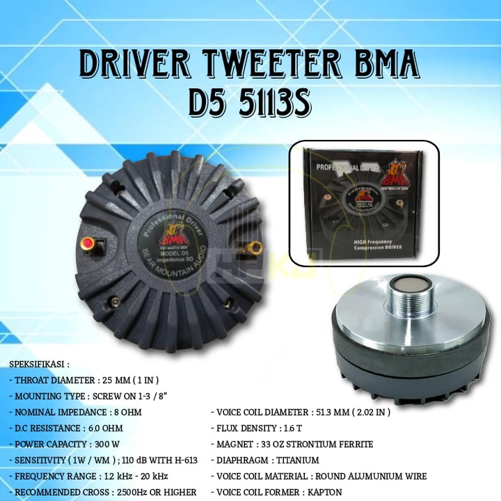 DRIVER TWEETER BMA D5 5113S driver twiter bma D5-5113S