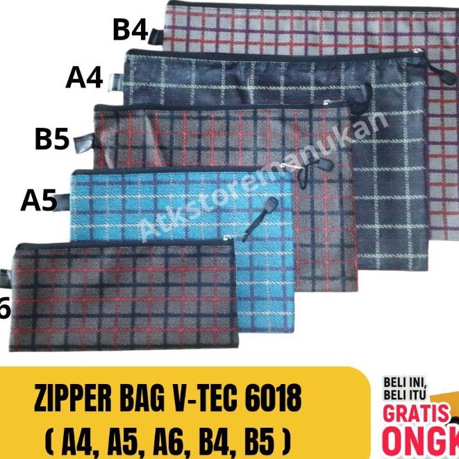 

V tec zipper bag folder map 6018 B5 B4 A6 A5 A4 - Zipper Lock / Zipper Storage Bag / Travel Pouch Serbaguna / Zipper Pouch Traveling / Tempat Penyimpanan Travel Serbaguna