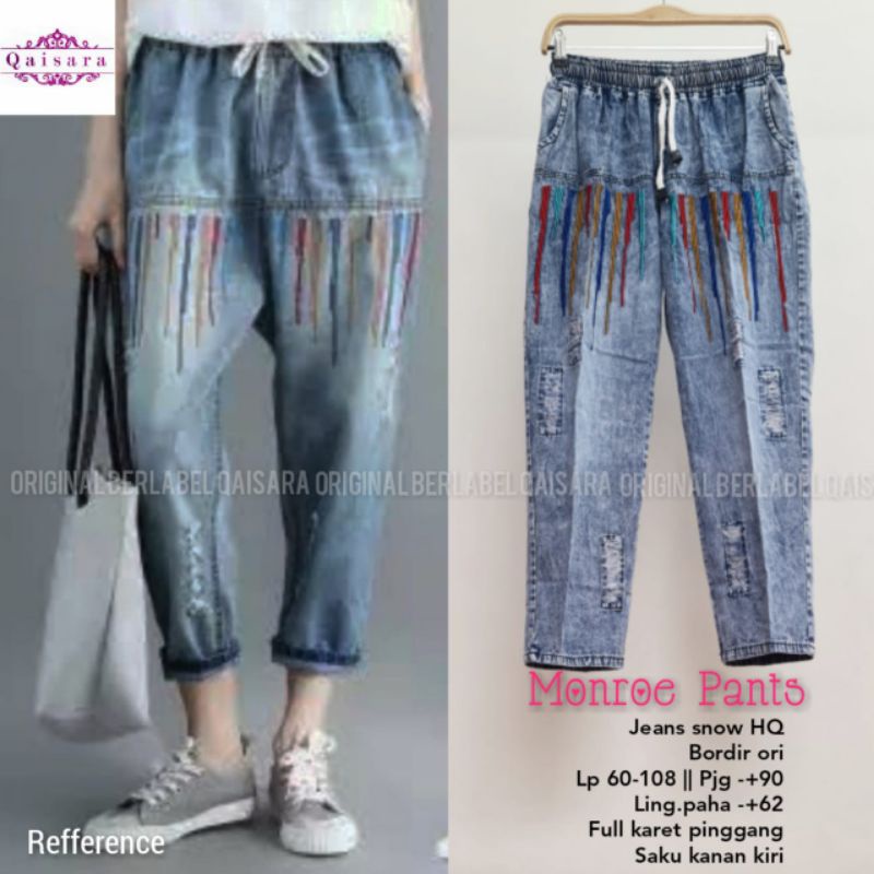 CELANA WANITA TERLARIS PANT MONREO PANTS (CELANA BAGGY JEANS BORDIR)