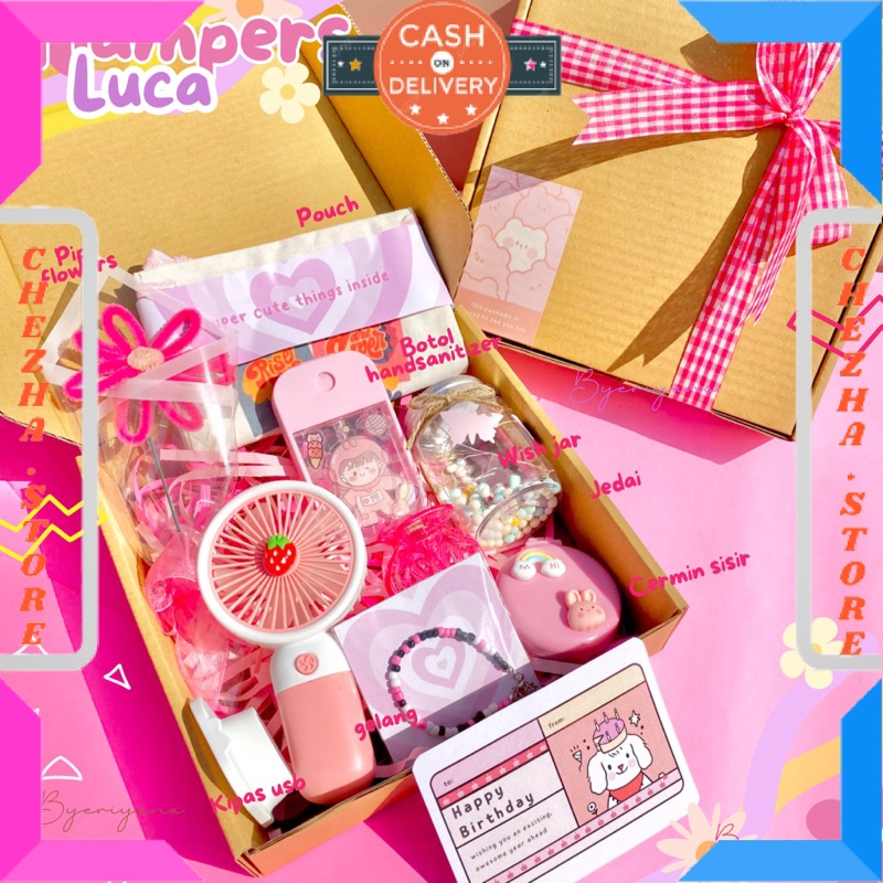 

BINGKISAN KADO ULTAH PASANGAN PACAR ISTRI MANTAN ISIAN MINI DAN BESAR / HAMPERS CEWEK KADO ULANG TAHUN LUCU GEMOY GEMASH HAMPERS HADIAH WISUDA WANITA GIFT BOX ULTAH PAKET KADO WISUDA GRADUATION ANNIVERSARY VALENTINE SEMPRO SKRIPSI/ BONUS GIFT CRAD UCAPAN