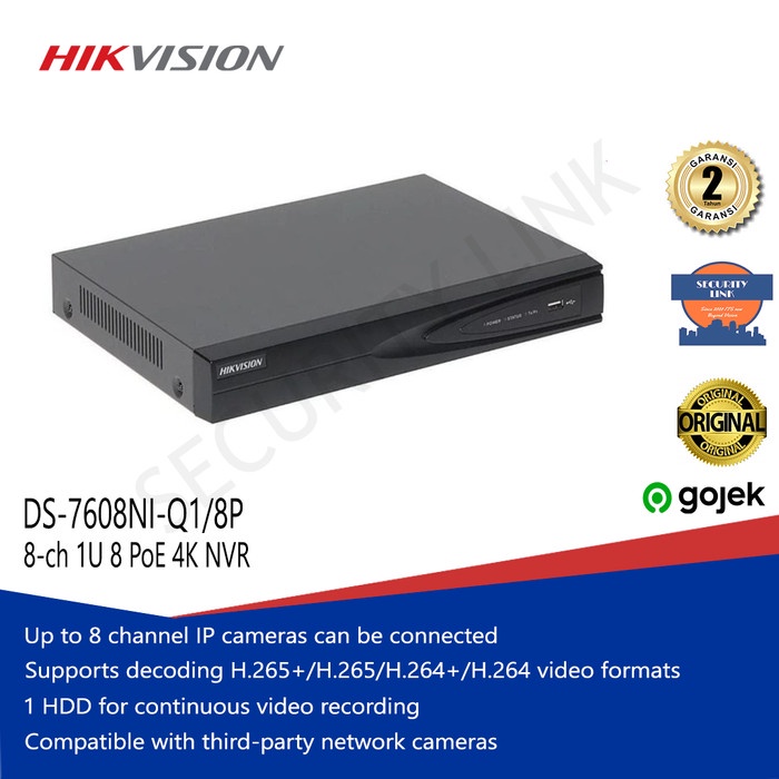 NVR 8 Channel Hikvision DS-7608NI-Q1/8P