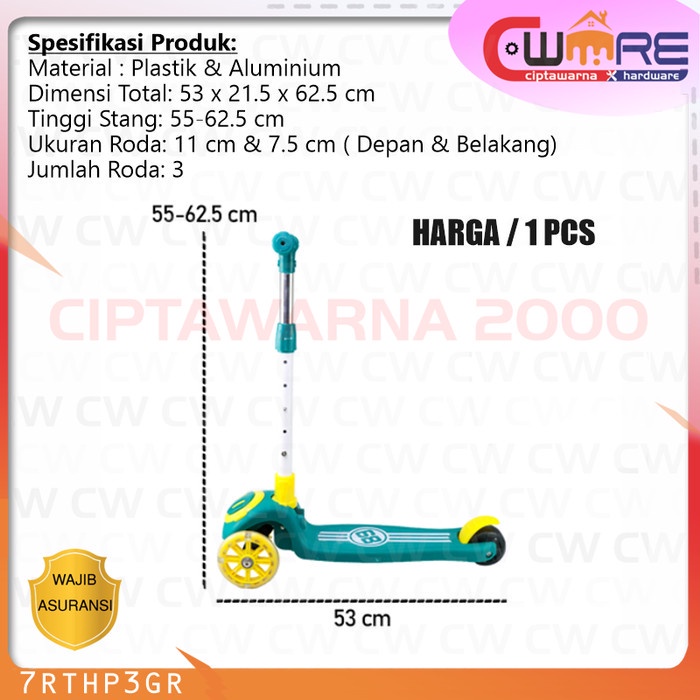 Skuter Anak Kecil Otoped 3 Roda Lampu LED Kids Scooter Wheels - BDB CW2H