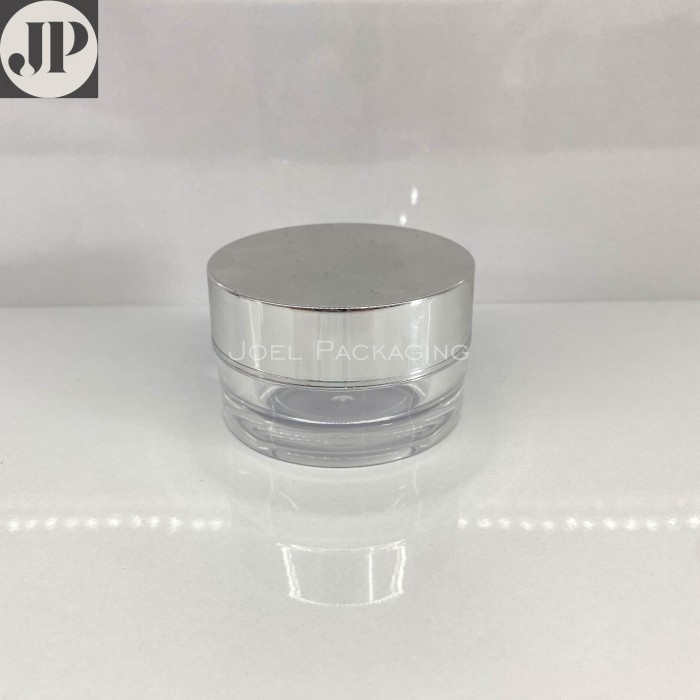 Pot Cream Acrylic Round Chrome Shiny Silver 15Gr Akrilik 15 Gr