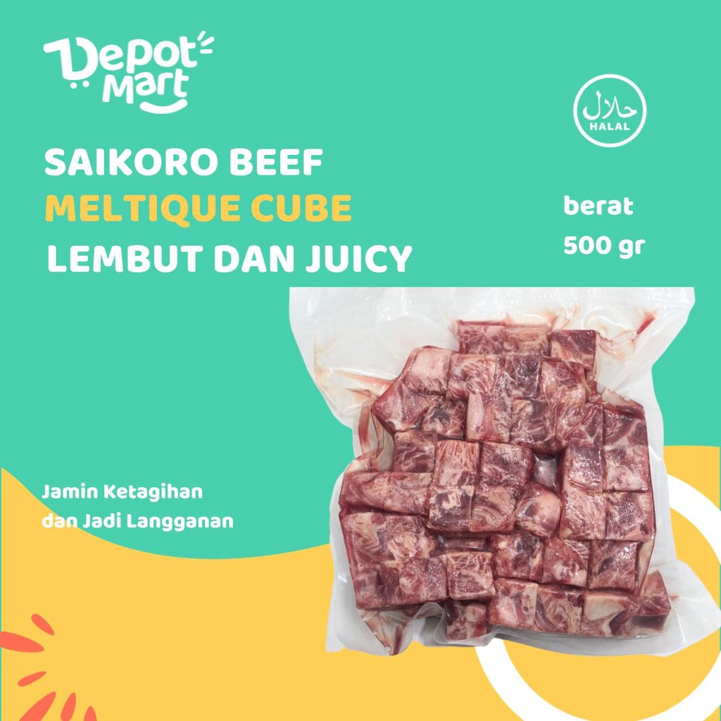 

Saikoro Beef Meltique Cubes 500 Gr Saikoro Meltik Daging Sapi Potong Dadu