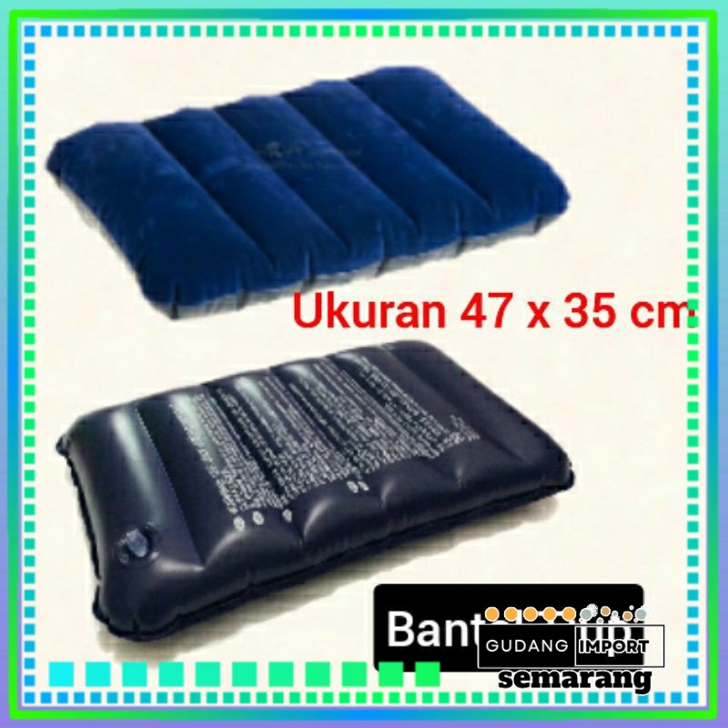 Bantal Angin Tiup PVC Bludru Besar Warna Biru Sisir