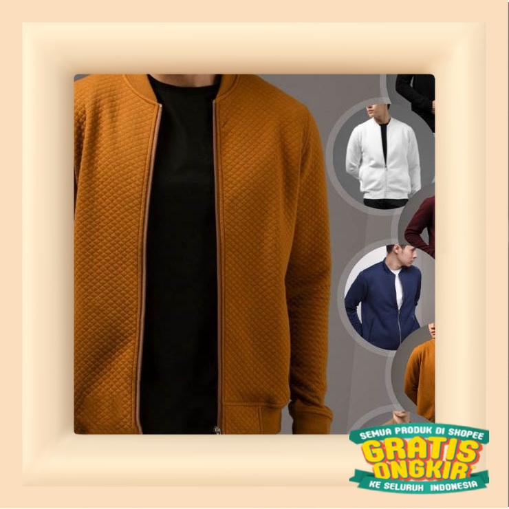 Comfy Jacket / Jaket Comfy Bomber Pria Diamond Male id Premium Fleece Tebal/ Black tosca 2 3 warna