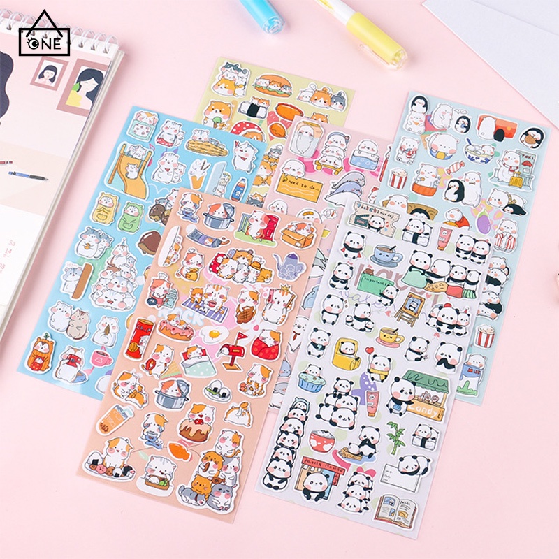 

COD❤️Stiker buku pegangan alat tulis hewan kartun hadiah album stiker dekoratif DIY
