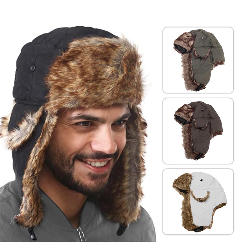 Topi Ushanka Rusia Winter Topi Musim Dingin Bulu Tebal Hangat Import Topi Winter Rusia