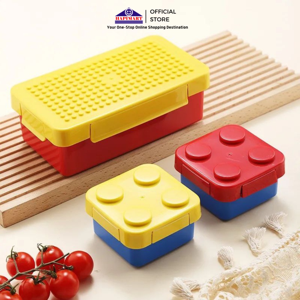 Set Kotak Makan Siang DIY Kreatif Mainan Blok/Kotak Bekal Anak Lucu/Set Lunch Box 3 In 1/Lunch Box B