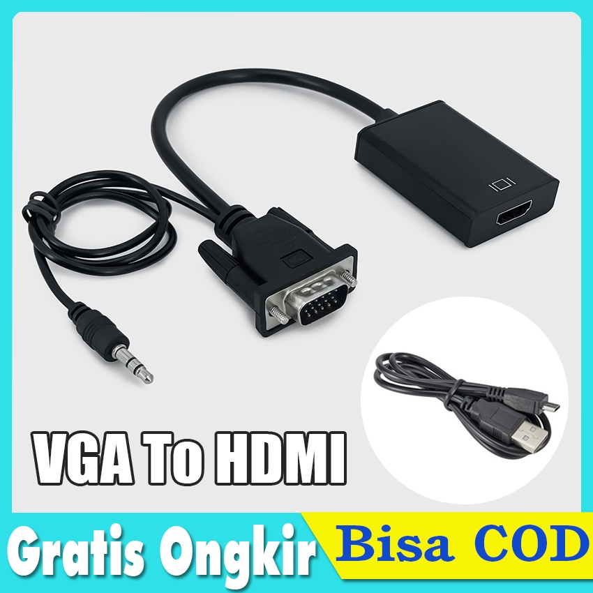 Adapter VGA Input TO HDMI Output With Audio Input HD1080P Untuk PC Laptop Projector HDTV
