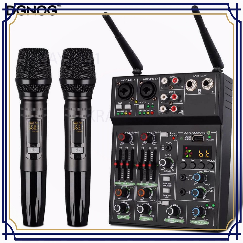 Audio Mixer Console 4 Channel Bluetooth with 2 Microphone -AV428