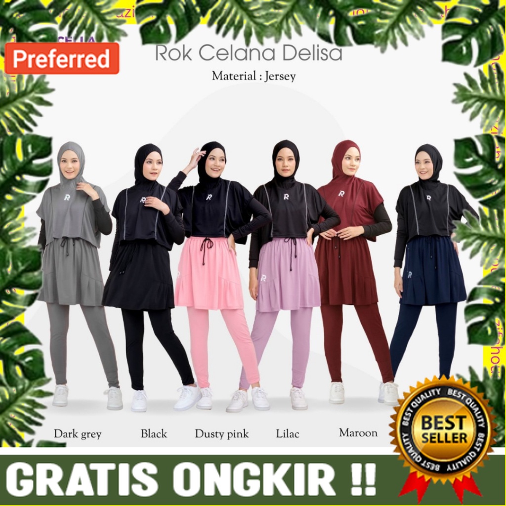 Rok Celana Delisa dan Hijab Gloria Hijab Xena Rocella Rok Celana Olahraga Wanita Muslimah Rok Olahra