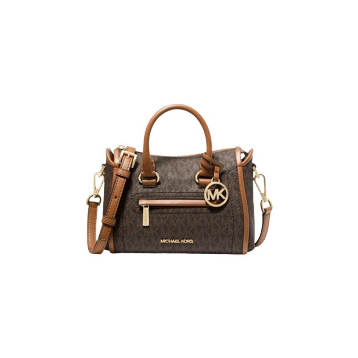 Tas Wanita Cewek Perempuan MK Carine XS Logo Satchel Bag - Brown 100% ORIGINAL