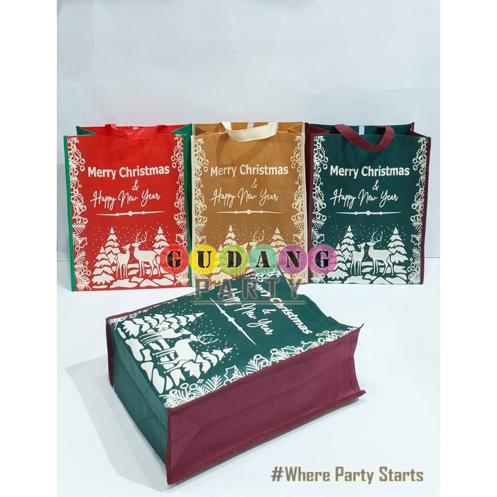 

[[ WSH - BEST SELLER ]] Spunbond Jahit Natal 30x40/Goodie Bag Natal/Kantong bingkisan Natal
