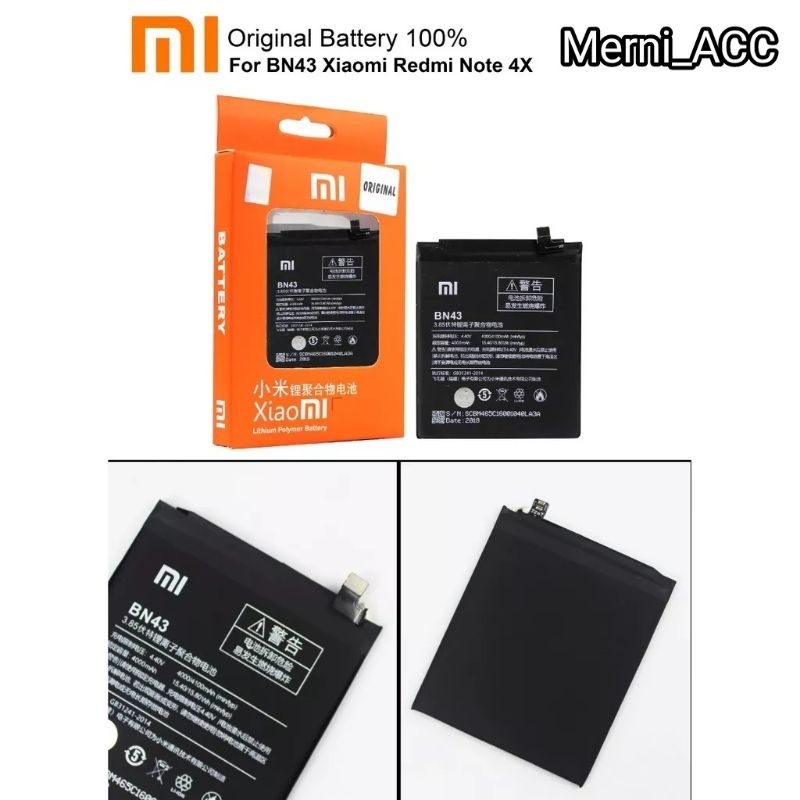 Battery Baterai Xiaomi Redmi note 4X Batre BN43 Original Batre