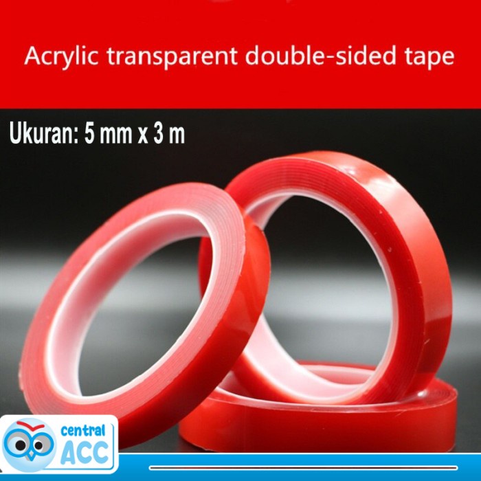 

Perekat Double Tape Acrylic Adhesive Transparent Sticker 5mm x 3m