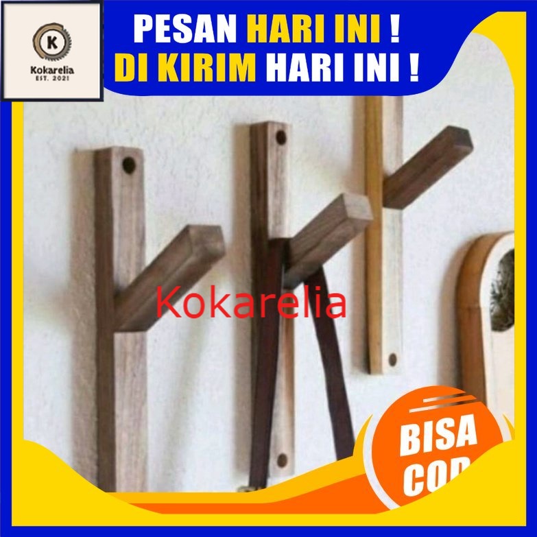 KOKARELIA Gantungan perkakas, baju, helm, tas, topi, gantungan kayu, gantungan estetik untuk keperlu