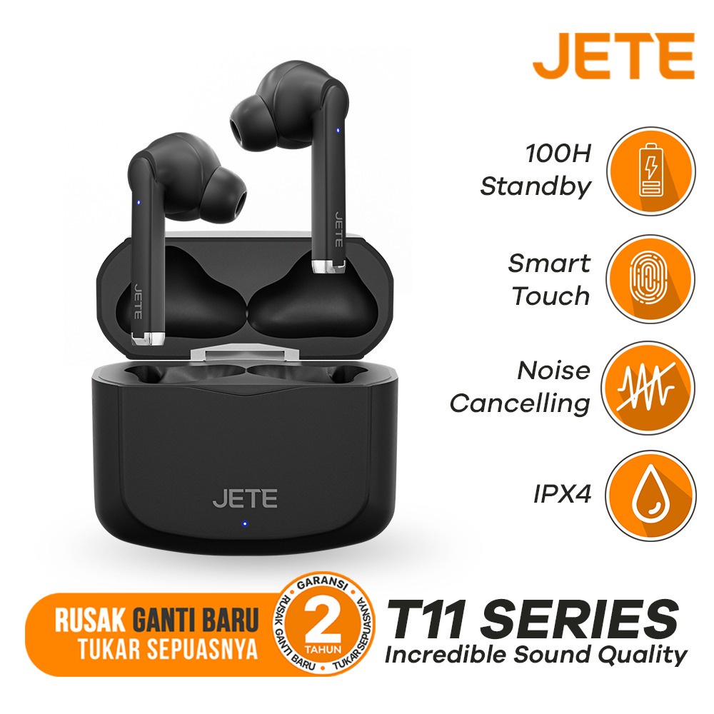 JETE T11 TWS Earbuds Headset Bluetooth V5.1 - Garansi  2 Tahun