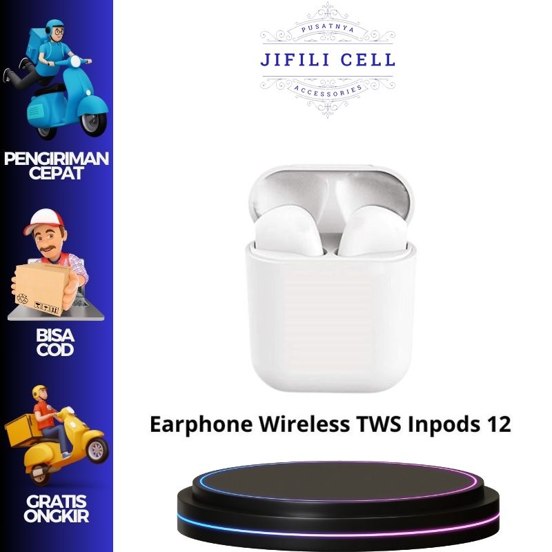 Headset Bluetooth Wireless Earphone TWS Inpods 12 - TWS Murah Headset Bluetooth Android Iphone